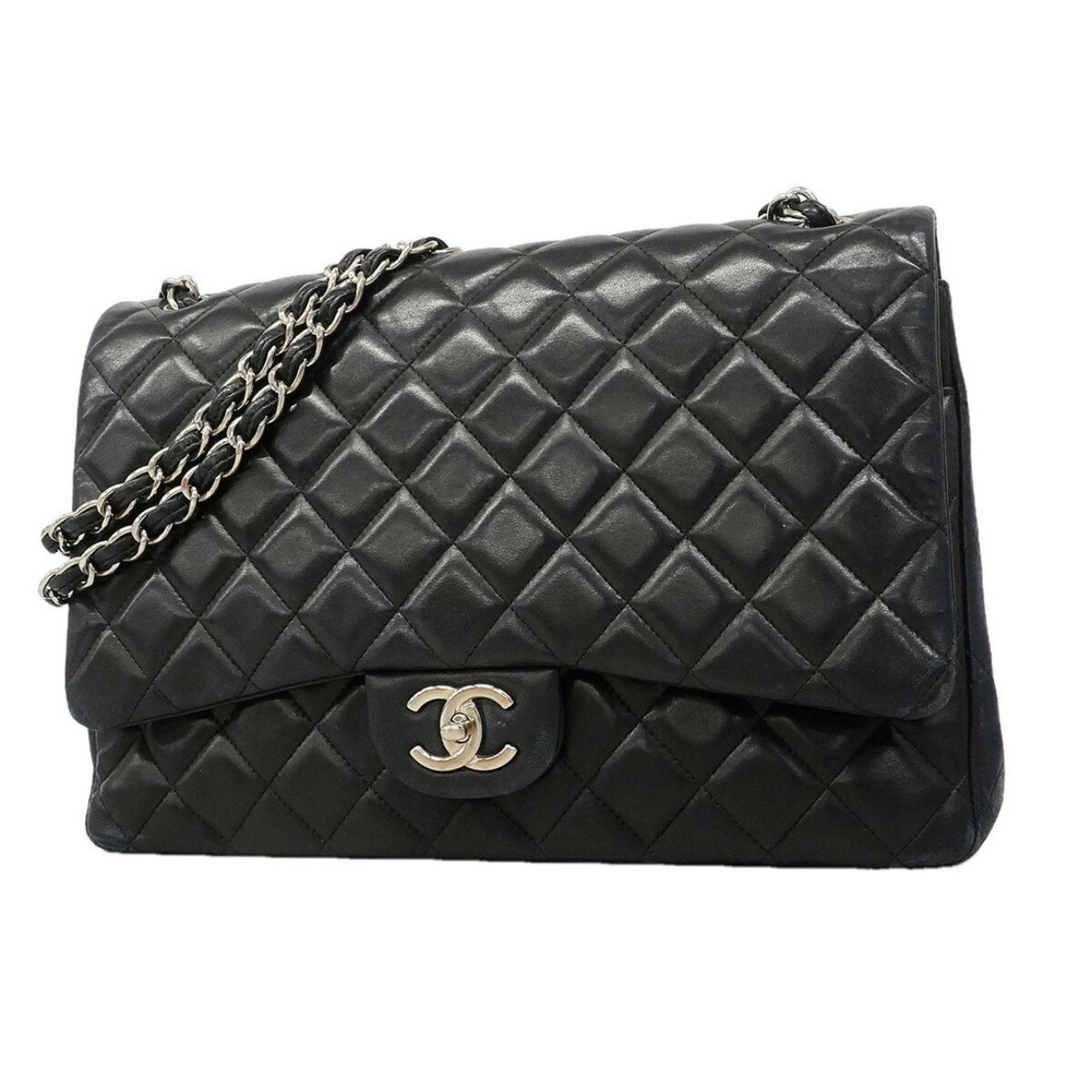 Chanel Shoulder Bag, Large Matelassé, Double Flap, Chain, Lambskin, Black, Wo...